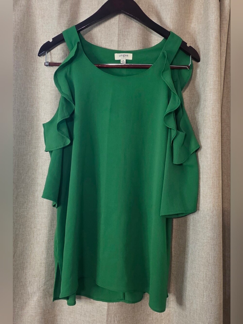 Umgee Green Cold-Shoulder Ruffle Blouse - Picture 5 of 5